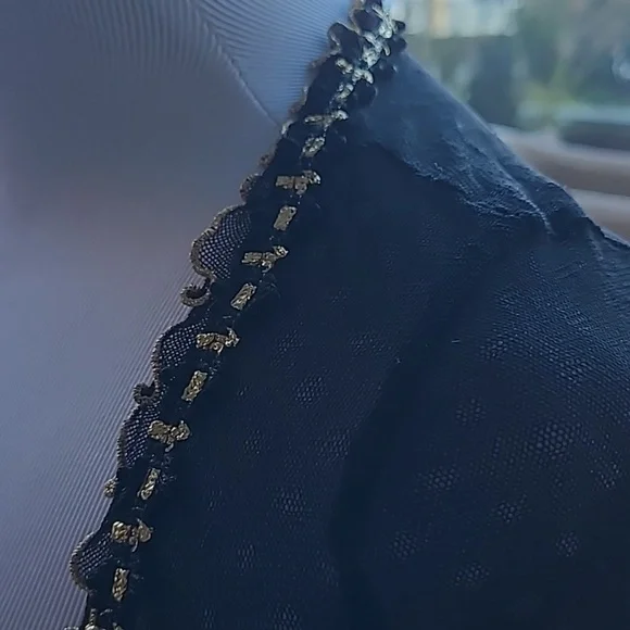 Betsey Johnson New York Black Gold Sheer Cardigan - Picture 5 of 9